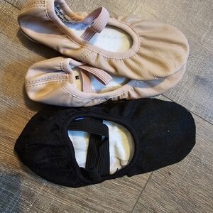 Kids Ballet Shoes - Pink and Black Slip-On Dance Flats